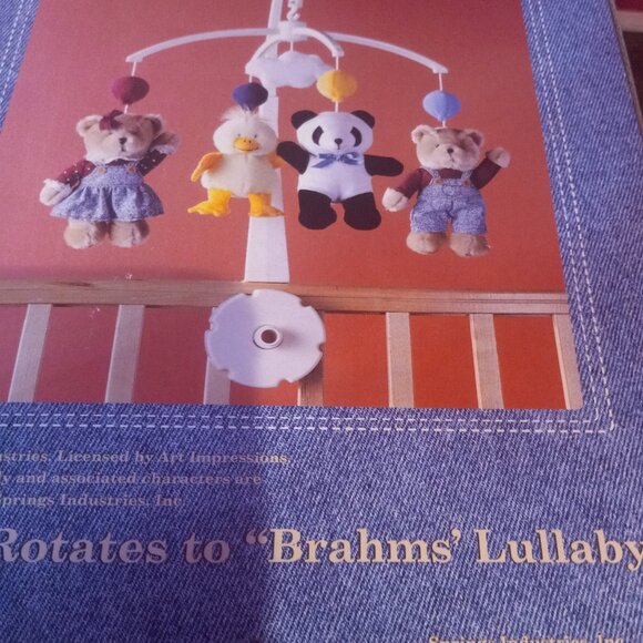 Blue Jean Teddy Bear Baby Nursery Musical Bear Duck Crib Mobile Brahms Lullaby - Picture 9 of 16